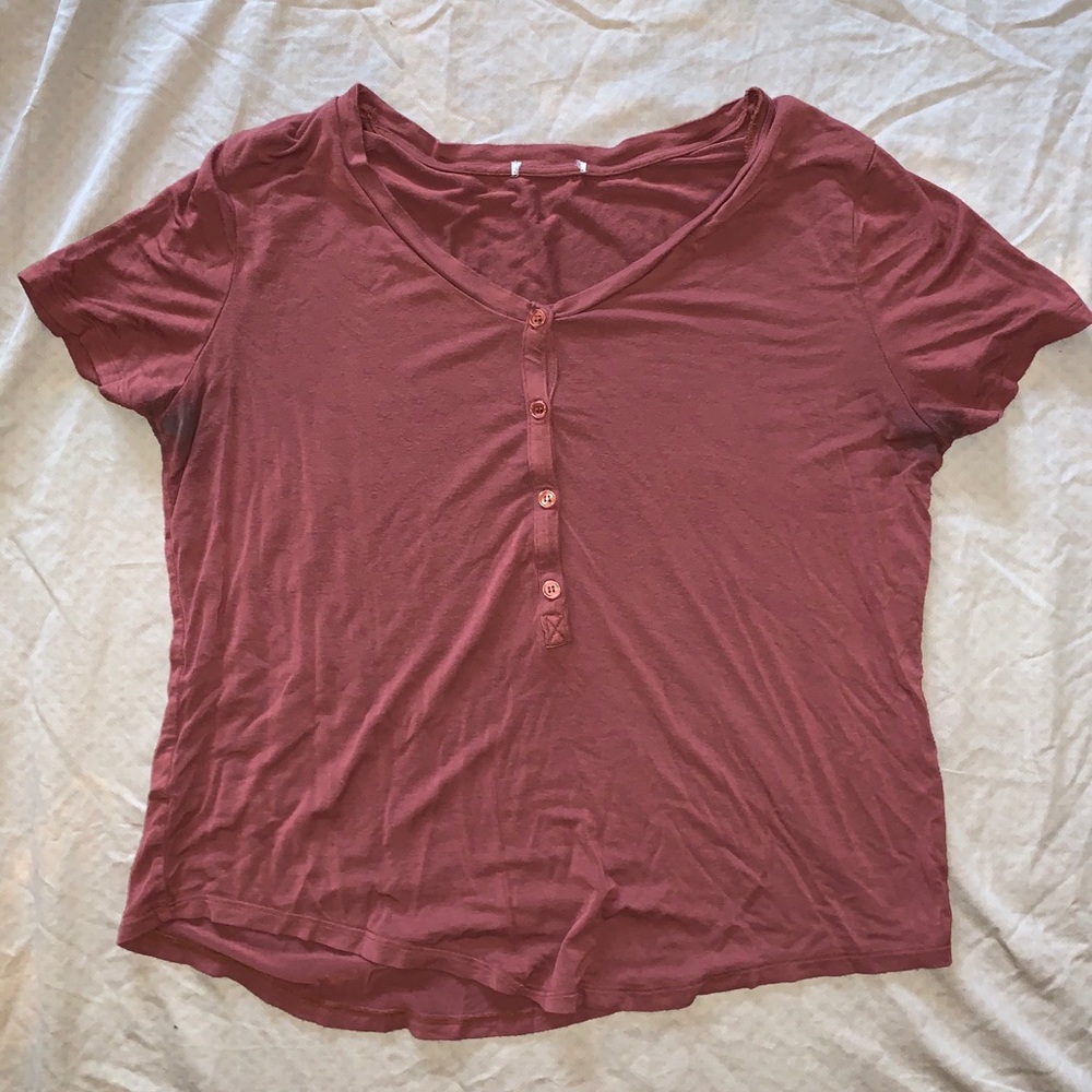 Maroon Flowy Shirt W/ Buttons
